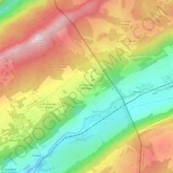 Topografische kaart Les Granges d'Agneau, hoogte, reliëf