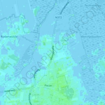 Topografische kaart Peizerwold, hoogte, reliëf