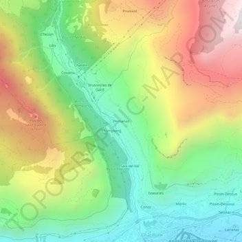 Topografische kaart Perrianaz, hoogte, reliëf