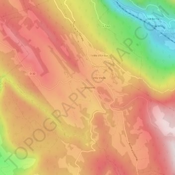 Topografische kaart La Rivolière, hoogte, reliëf