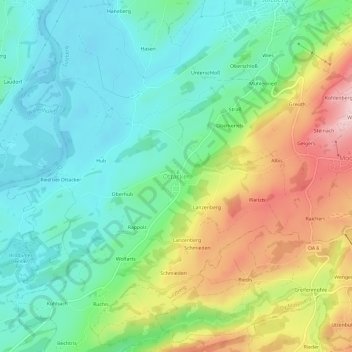 Topografische kaart Ottacker, hoogte, reliëf