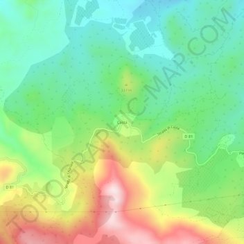 Topografische kaart Casta, hoogte, reliëf