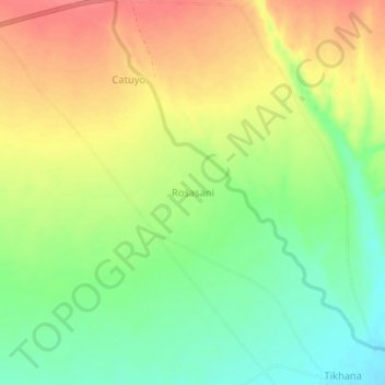 Topografische kaart Rosasani, hoogte, reliëf