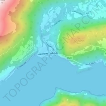 Topografische kaart Valldal, hoogte, reliëf