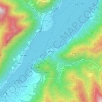 Topografische kaart Vantone, hoogte, reliëf