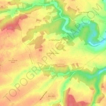 Topografische kaart La Grande Poisse, hoogte, reliëf