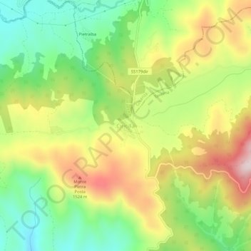 Topografische kaart Ciricilla, hoogte, reliëf