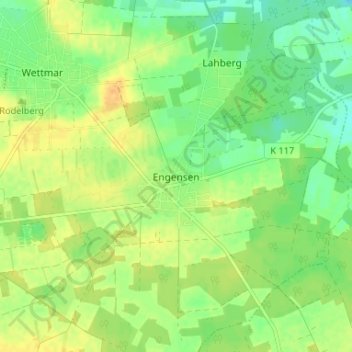 Topografische kaart Engensen, hoogte, reliëf