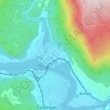 Topografische kaart Raspberry, hoogte, reliëf