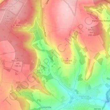 Topografische kaart Yawl, hoogte, reliëf