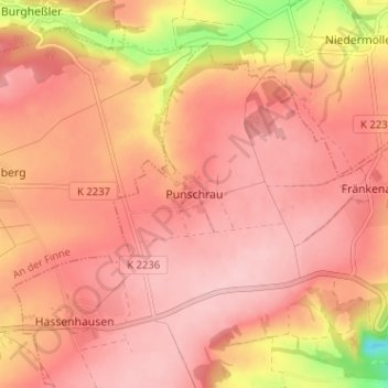 Topografische kaart Punschrau, hoogte, reliëf