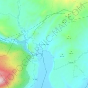 Topografische kaart Burmapınar, hoogte, reliëf