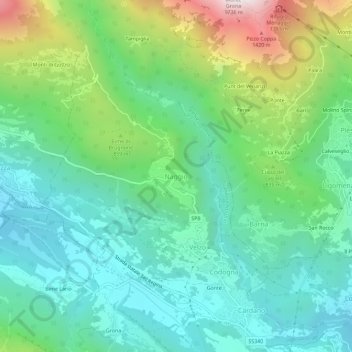 Topografische kaart Naggio, hoogte, reliëf