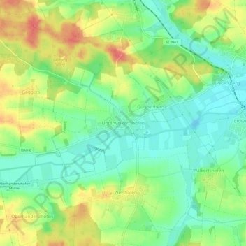 Topografische kaart Unterweikertshofen, hoogte, reliëf