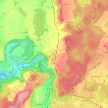 Topografische kaart Alttann, hoogte, reliëf