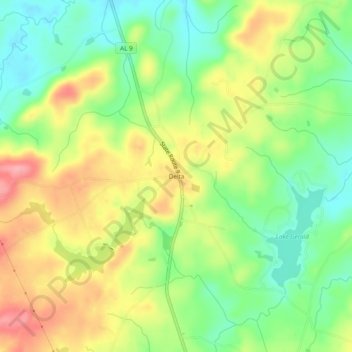 Topografische kaart Delta, hoogte, reliëf