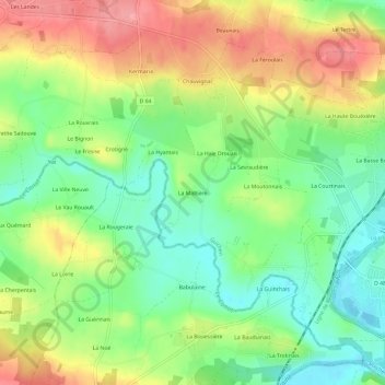 Topografische kaart La Maltière, hoogte, reliëf