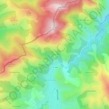 Topografische kaart Xiloenea, hoogte, reliëf