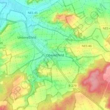 Topografische kaart Obereßfeld, hoogte, reliëf