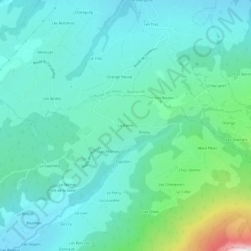 Topografische kaart La Pierre, hoogte, reliëf