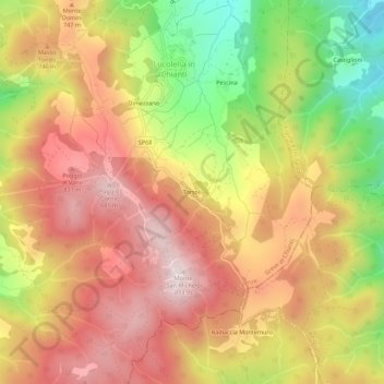 Topografische kaart Torsoli, hoogte, reliëf