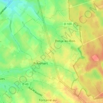 Topografische kaart Le Calvaire de Preux, hoogte, reliëf