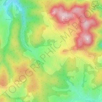 Topografische kaart Cozia, hoogte, reliëf