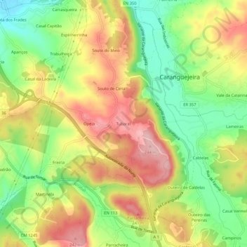 Topografische kaart Tubaral, hoogte, reliëf