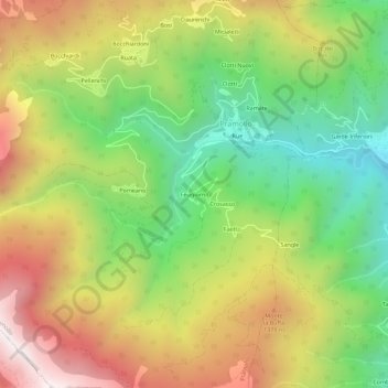 Topografische kaart Feugiorno, hoogte, reliëf