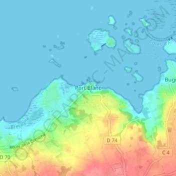 Topografische kaart Port Blanc, hoogte, reliëf