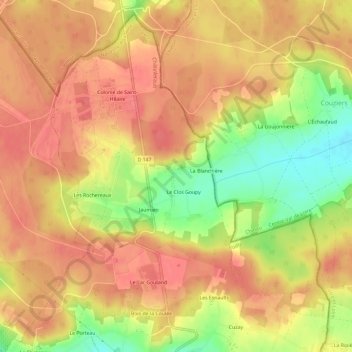 Topografische kaart Les Closures, hoogte, reliëf