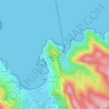 Topografische kaart la Carbonera, hoogte, reliëf