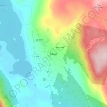 Topografische kaart Klövsjö, hoogte, reliëf