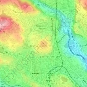 Topografische kaart Colle di Biumo, hoogte, reliëf