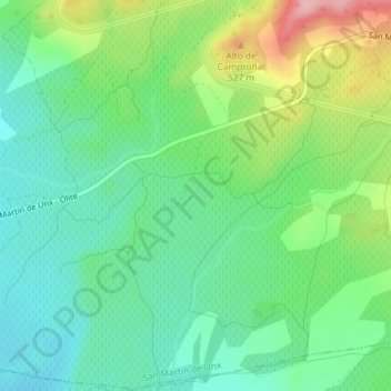 Topografische kaart Artal, hoogte, reliëf