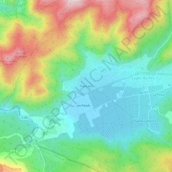 Topografische kaart Puyricard, hoogte, reliëf
