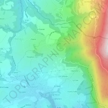 Topografische kaart La Rossière, hoogte, reliëf
