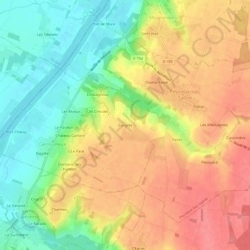 Topografische kaart Corcelle, hoogte, reliëf