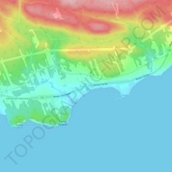 Topografische kaart Gascons, hoogte, reliëf