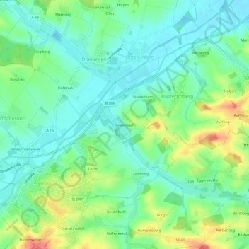 Topografische kaart Biedenbach, hoogte, reliëf