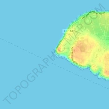Topografische kaart Cabo Carvoeiro, hoogte, reliëf