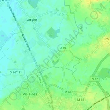 Topografische kaart Le Bourg, hoogte, reliëf