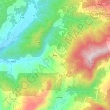 Topografische kaart Sarna, hoogte, reliëf
