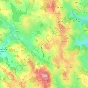 Topografische kaart Seilhac, hoogte, reliëf
