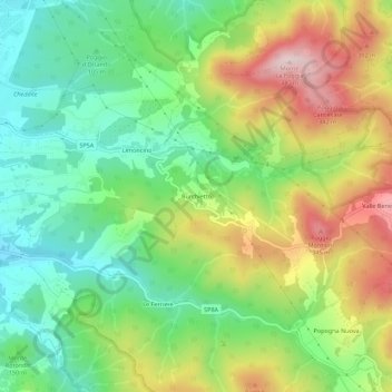 Topografische kaart Burchietto, hoogte, reliëf