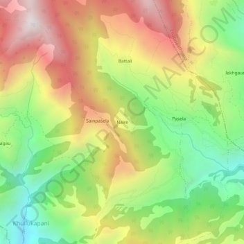 Topografische kaart Naire, hoogte, reliëf
