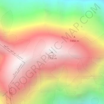 Topografische kaart ترچ میر, hoogte, reliëf