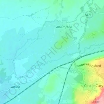 Topografische kaart Sutton, hoogte, reliëf