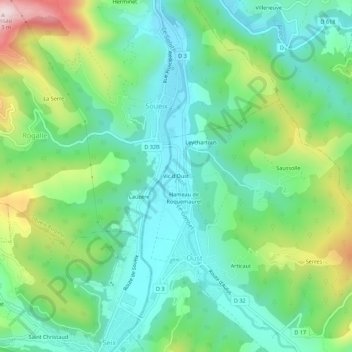 Topografische kaart Vic d'Oust, hoogte, reliëf