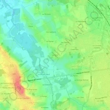 Topografische kaart Le Mont, hoogte, reliëf